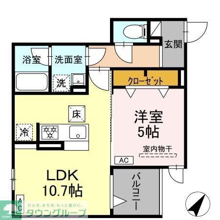 D-ROOM豊田(1LDK/2階)の間取り写真