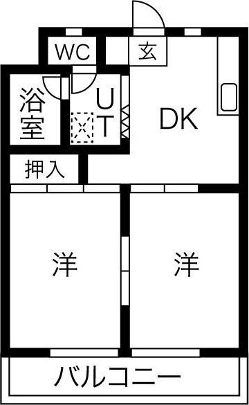 アペックス15(2DK/1階)の間取り写真