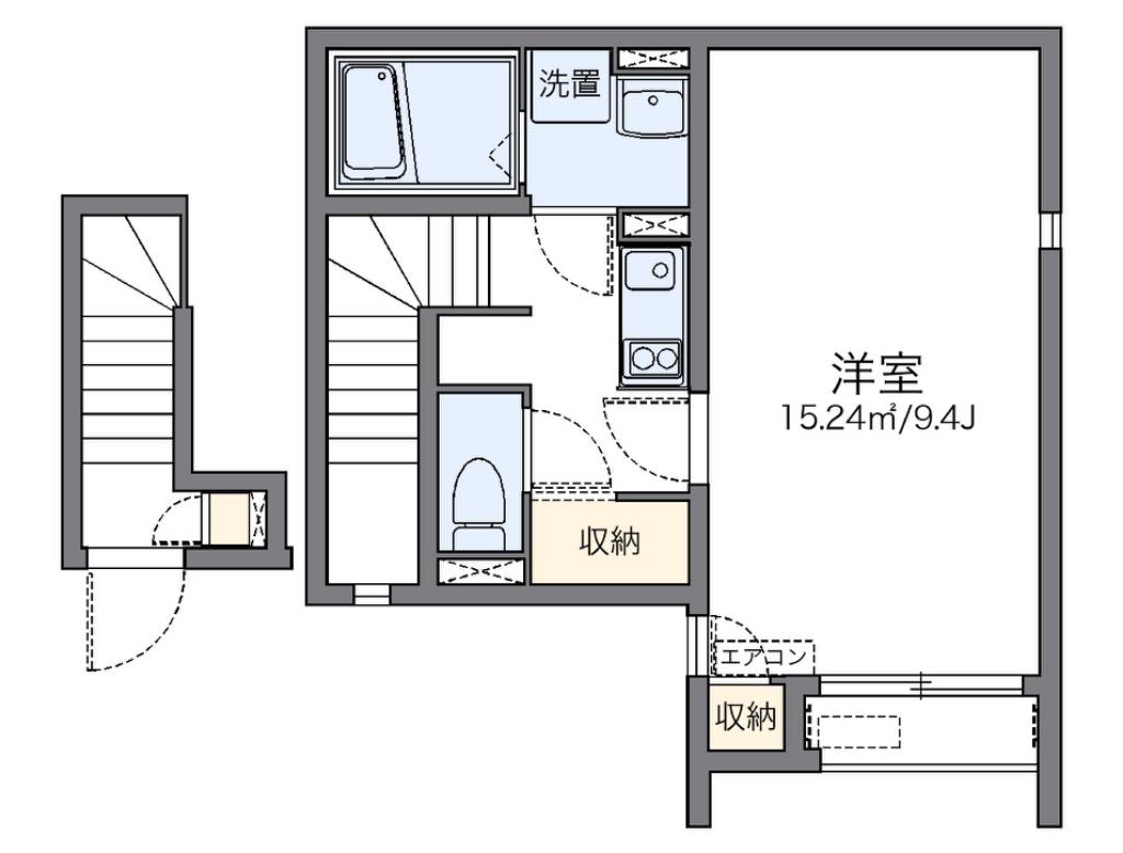 レオネクストFERIO瀬田(1K/2階)の間取り写真