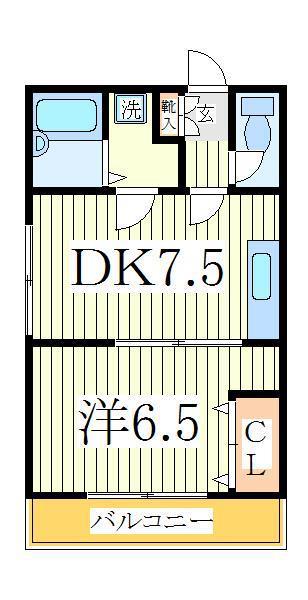 スタジオ北柏 2号棟(1DK/2階)の間取り写真