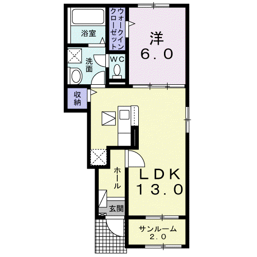 ティエラ(1LDK/1階)の間取り写真
