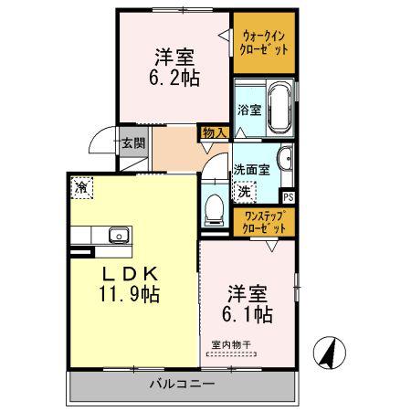 マノワールII(2LDK/2階)の間取り写真