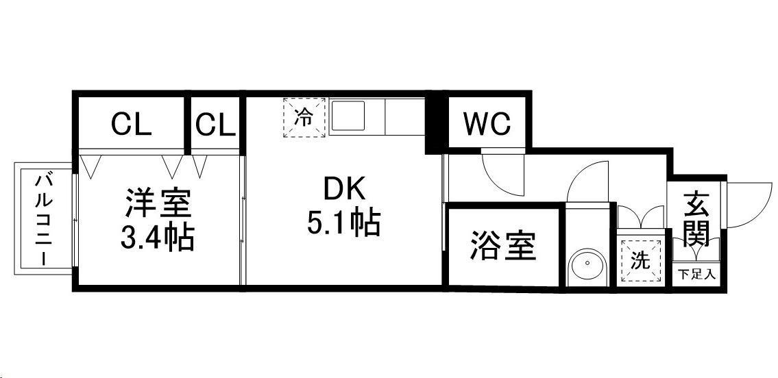 GRAND TERRACE長町南 II(1SK/1階)の間取り写真