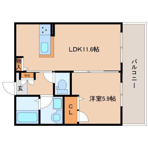 パークフロント・ワン(1LDK/2階)の間取り写真