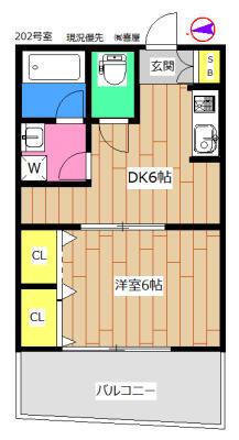 飯島ビル(1DK/2階)の間取り写真