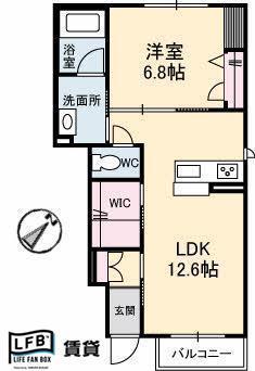 メゾンド セルディーナ(1LDK/1階)の間取り写真