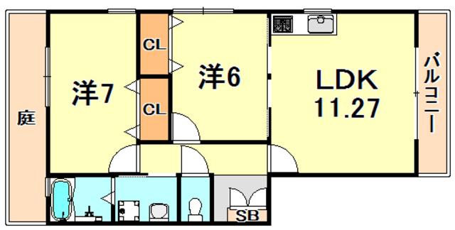パールコースト(2LDK/1階)の間取り写真