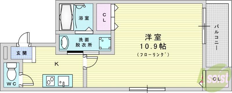 フジパレス下新庄3番館(1K/1階)の間取り写真