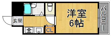 グランパレ塚口(ワンルーム/3階)の間取り写真
