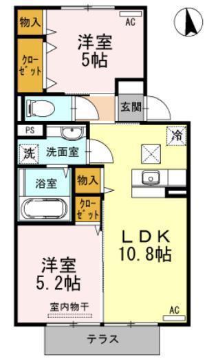 アール ナチュール(2LDK/1階)の間取り写真