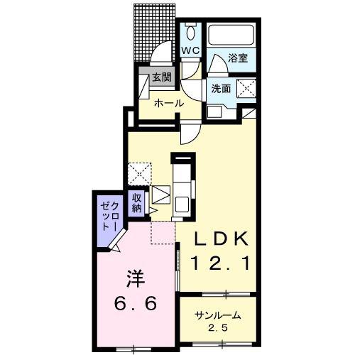 セロ フォルトゥーナI(1LDK/1階)の間取り写真