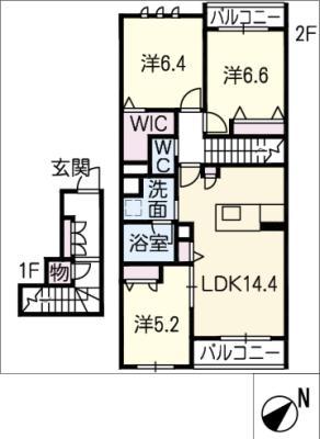 サリーチェB(3LDK/2階)の間取り写真