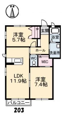 メゾンSOWACA A棟(2LDK/2階)の間取り写真