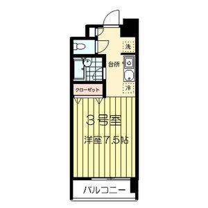 ヴィラ森林公園(ワンルーム/2階)の間取り写真