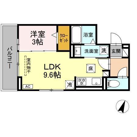 D-ROOM D-CREST駅前3丁目(1LDK/1階)の間取り写真
