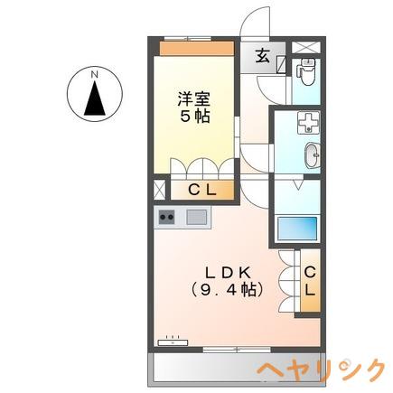 ヴレ スュール(1LDK/2階)の間取り写真
