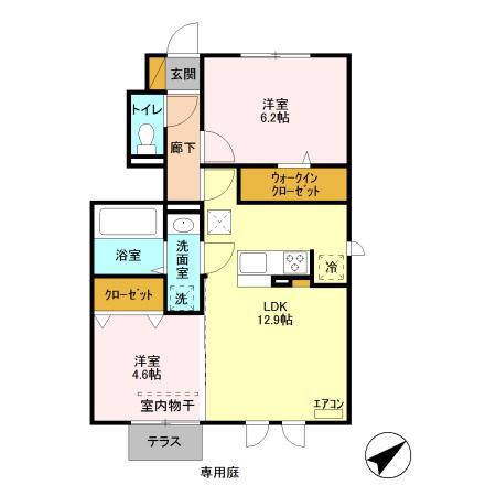 フィオーレI(2LDK/1階)の間取り写真