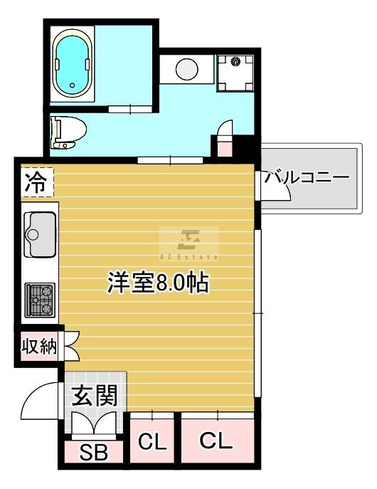 RIDGE北堀江(ワンルーム/14階)の間取り写真