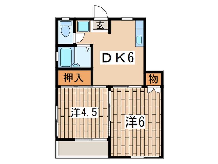 ハイネス大沢(2DK/2階)の間取り写真