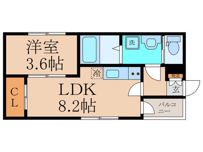 ラシュレ椥辻(1LDK/3階)の間取り写真