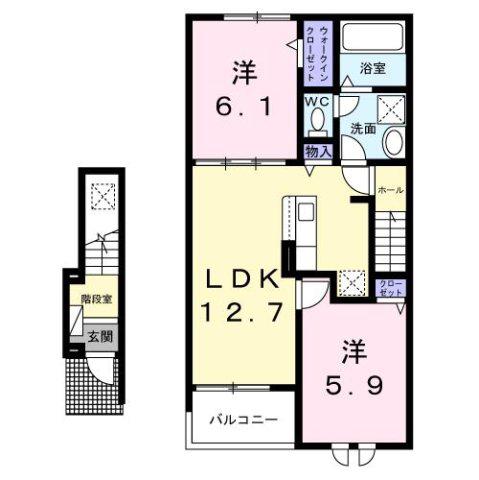 ブラウンヒルズ(2LDK/2階)の間取り写真