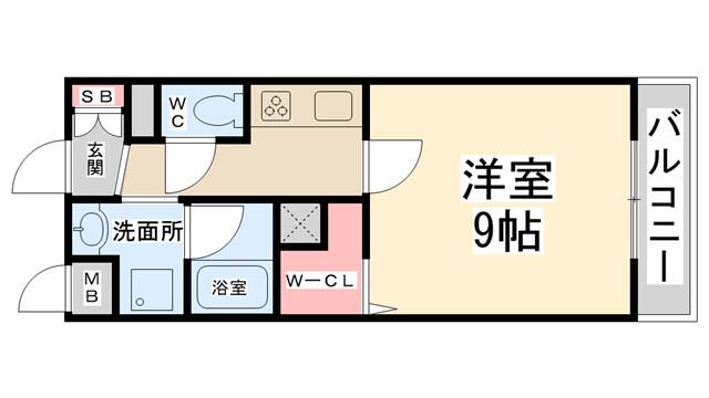 フェリーチェ(1K/2階)の間取り写真