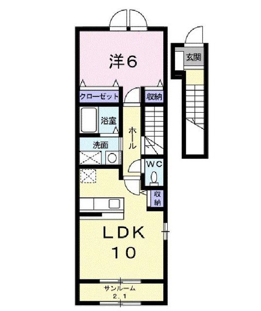 クロンドールII(1LDK/2階)の間取り写真