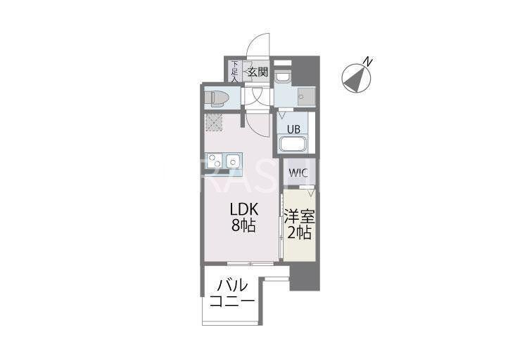 MODERN PALAZZO 博多デュオグランデウエスト(1LDK/5階)の間取り写真