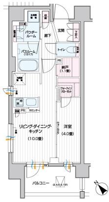 デュオステージ向ヶ丘遊園(1SLDK/7階)の間取り写真