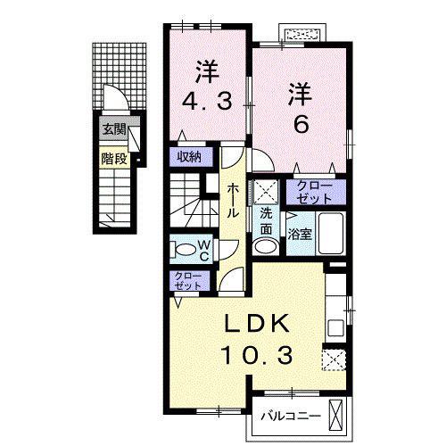 ルフレ サージュ(2LDK/2階)の間取り写真