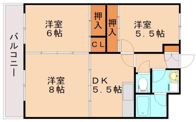 センタービル飯塚(3LDK/2階)の間取り写真
