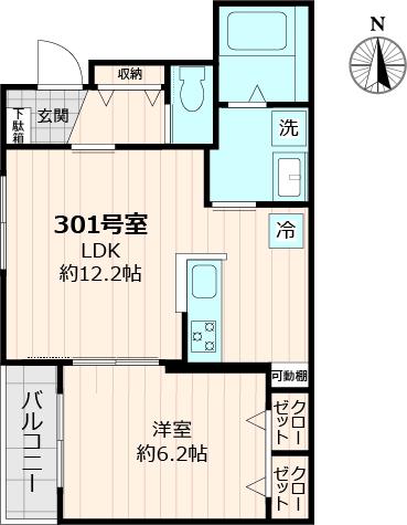 ショウワ東小金井(1LDK/3階)の間取り写真