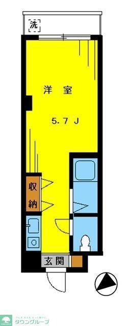 チェリーブラッサム(ワンルーム/2階)の間取り写真