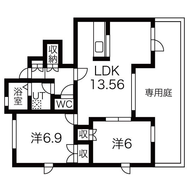 ORIGIN MATSUOKA A棟(2LDK/1階)の間取り写真