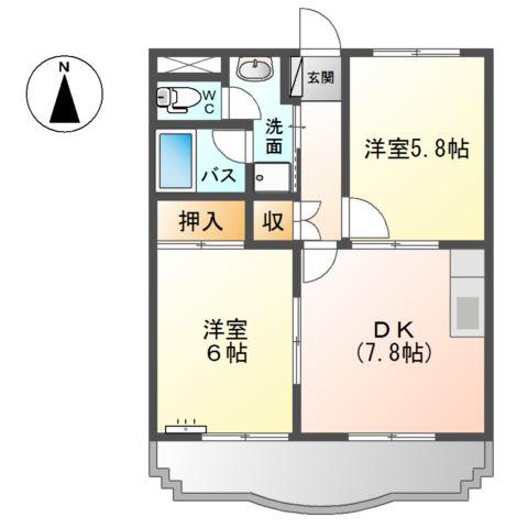 エクセレントT(2DK/2階)の間取り写真