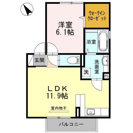 エトワール広田B(1LDK/2階)の間取り写真