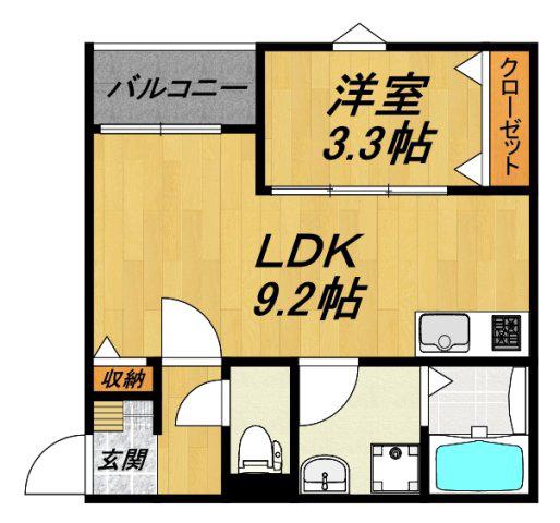 LE COCON 甚目寺III(1LDK/1階)の間取り写真