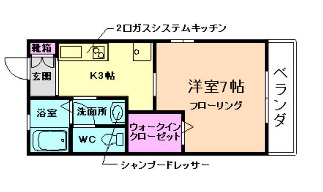 ベルメゾン(1K/1階)の間取り写真