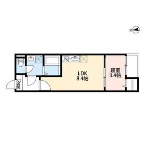 CRASTINE切戸町2丁目クラスティーネキ(1LDK/2階)の間取り写真