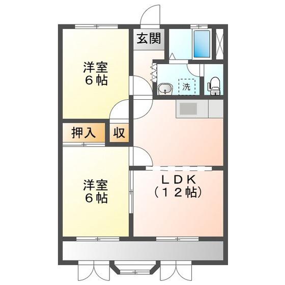 メゾン西浦(2LDK/5階)の間取り写真
