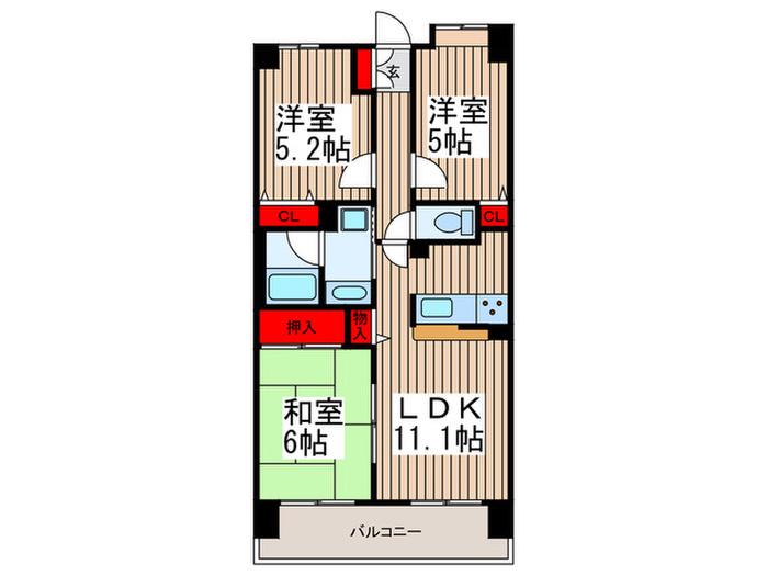 レーベンハイム朝霞台(3LDK/6階)の間取り写真