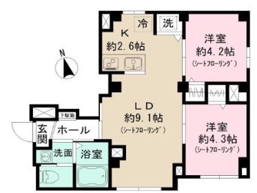 グラン ルーブル 上野(2LDK/1階)の間取り写真