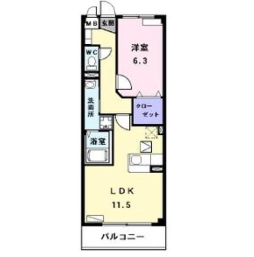 メゾン ブリーズ(1LDK/2階)の間取り写真