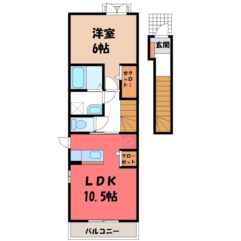 WKM474(1LDK/2階)の間取り写真