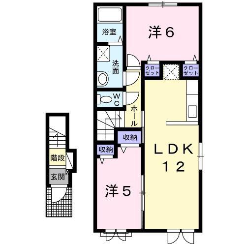ひまわり(2LDK/2階)の間取り写真
