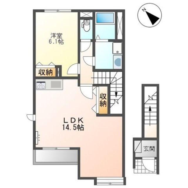 アイリス(1LDK/2階)の間取り写真