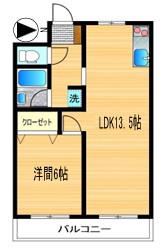 ヴィラハシモト(1LDK/4階)の間取り写真