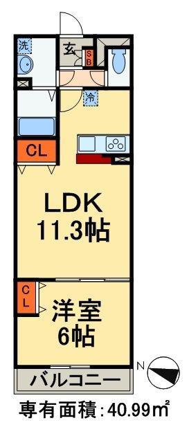 リブリ・ジュジュール(1LDK/2階)の間取り写真