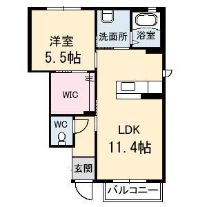 ラ・ヴィータ国富参番館(1LDK/1階)の間取り写真