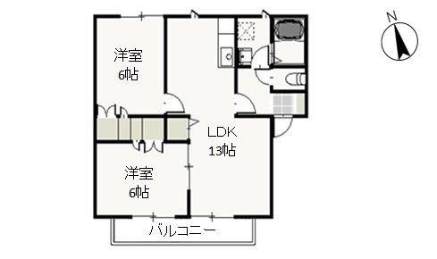メゾン・タチバナA(2LDK/2階)の間取り写真